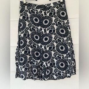 Flax Floral Black and White Women's Skirt A Line Pull On Beach Vacation S